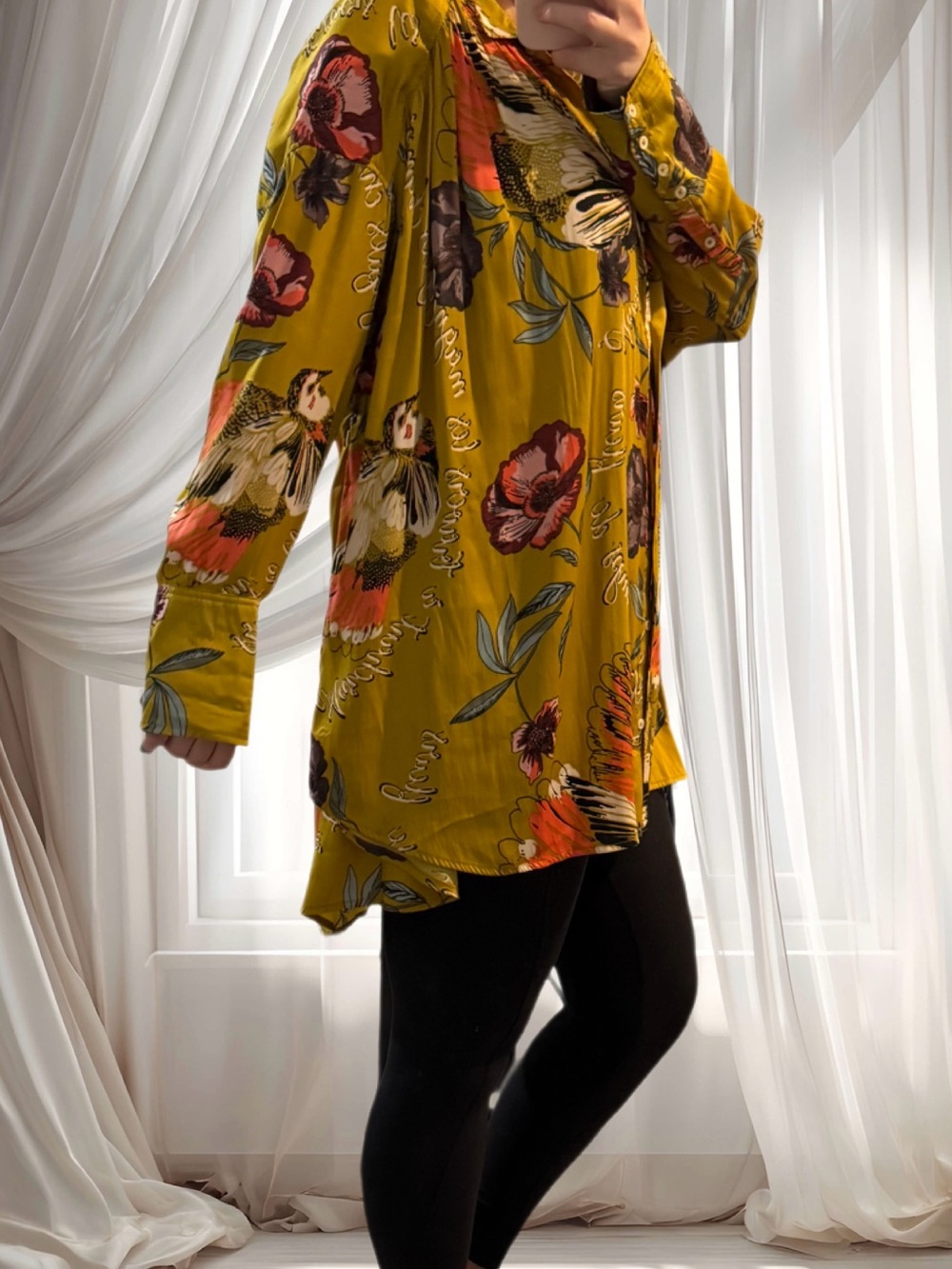 Free People Silky Nights Boho Blouse - Large - Oversized - Picture 1 of 14
